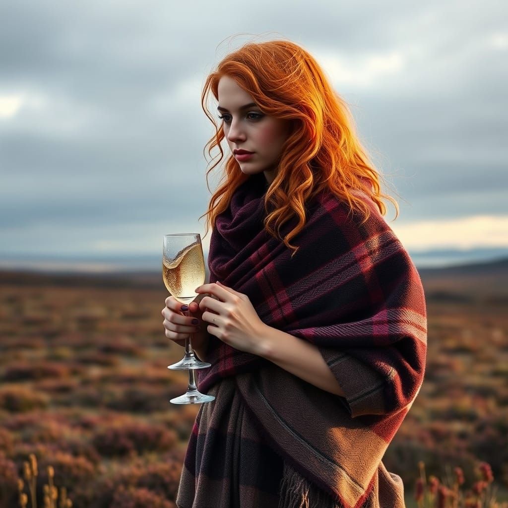 Ethereal Scottish Woman Contemplates Love on Windswept Moor ...