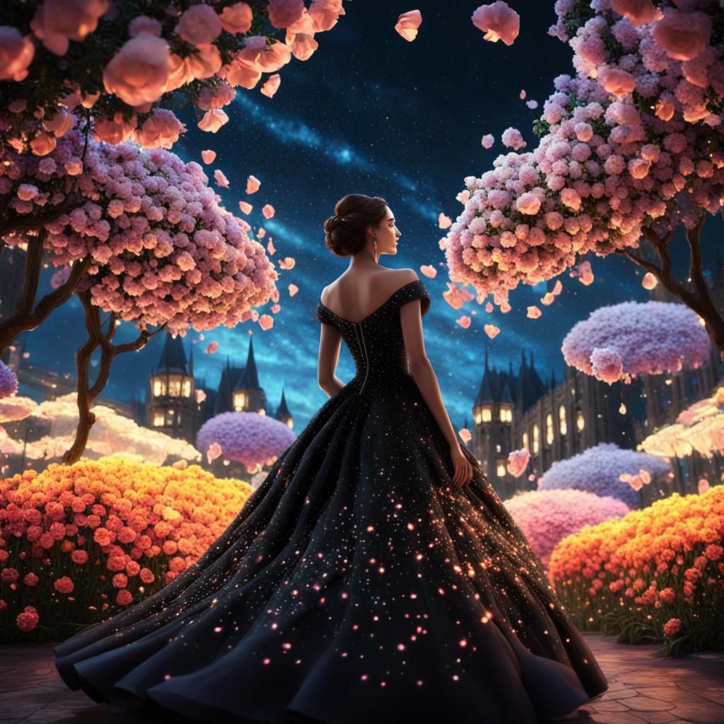 Woman in Belle Dress Amidst Flowers
