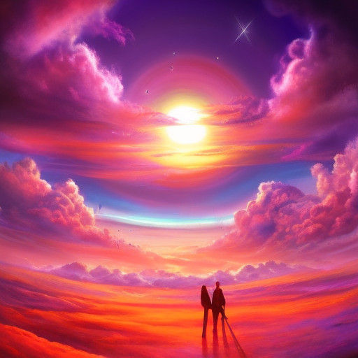 Ethereal Sunset on a Distant Cosmic Planet