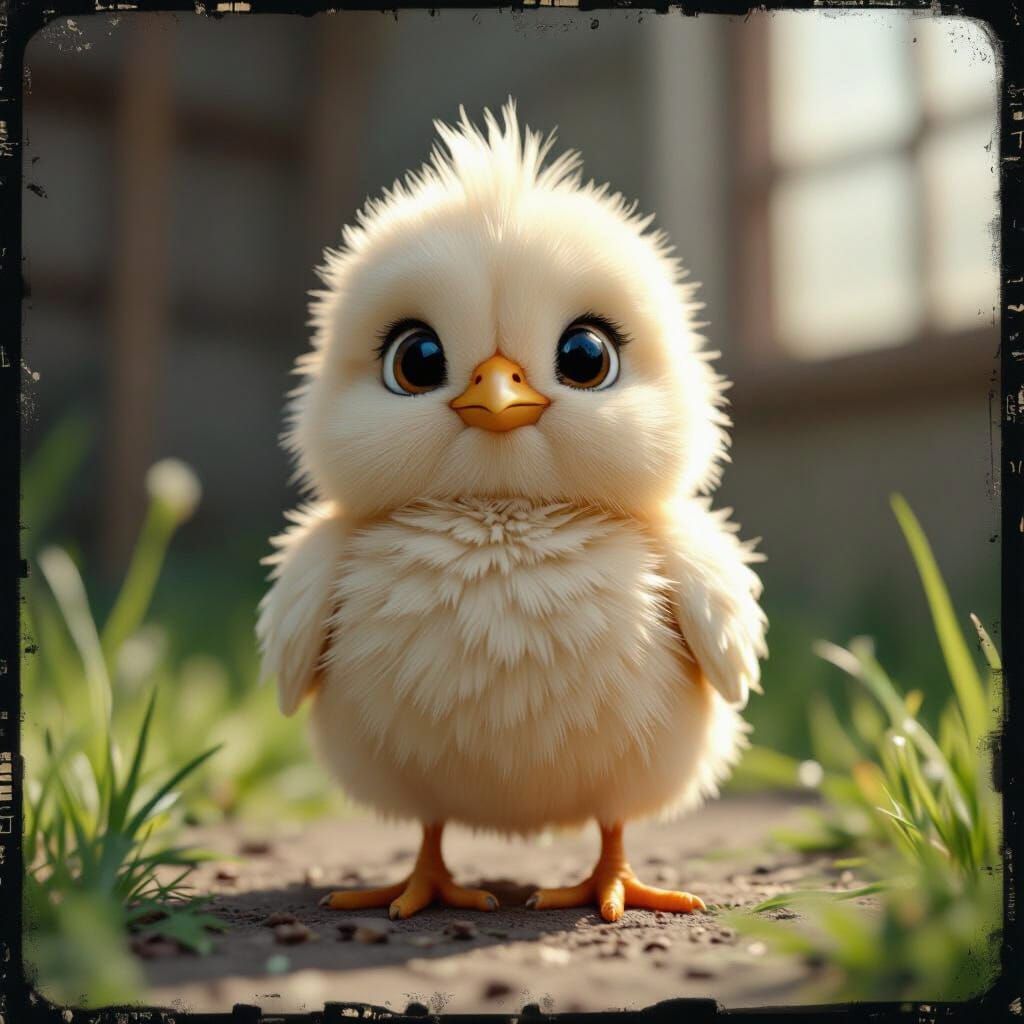 Charming Cartoon Chicken in Cinematic Style