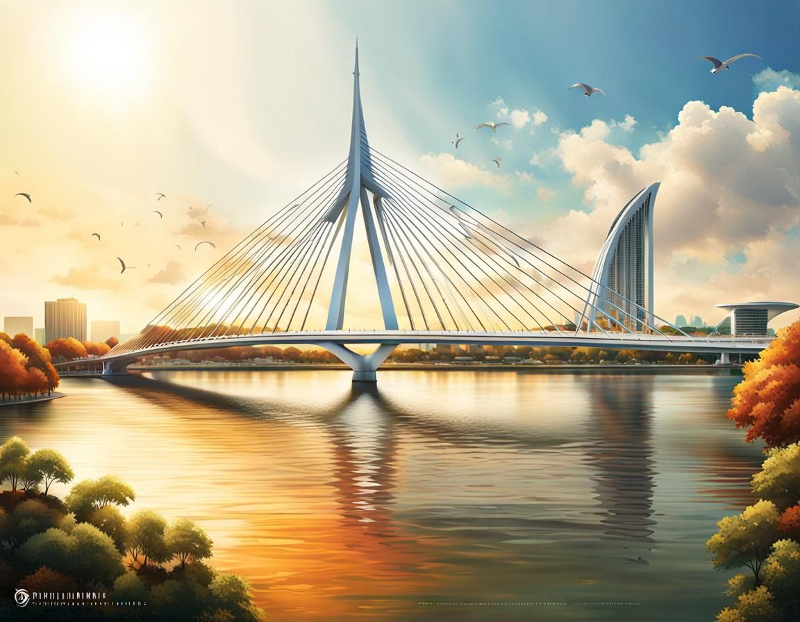 the Seri Wawasan Bridge was designed by the Kuala Lumpur-based firm, located in Putrajaya, Malaysia. bright sunny day in...
