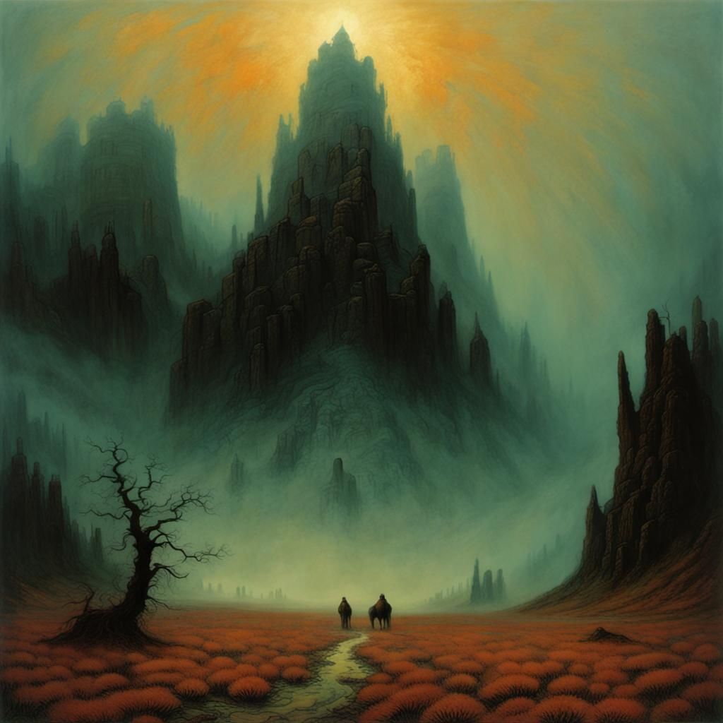 Dystopian Wyoming Landscape in Beksinski Style