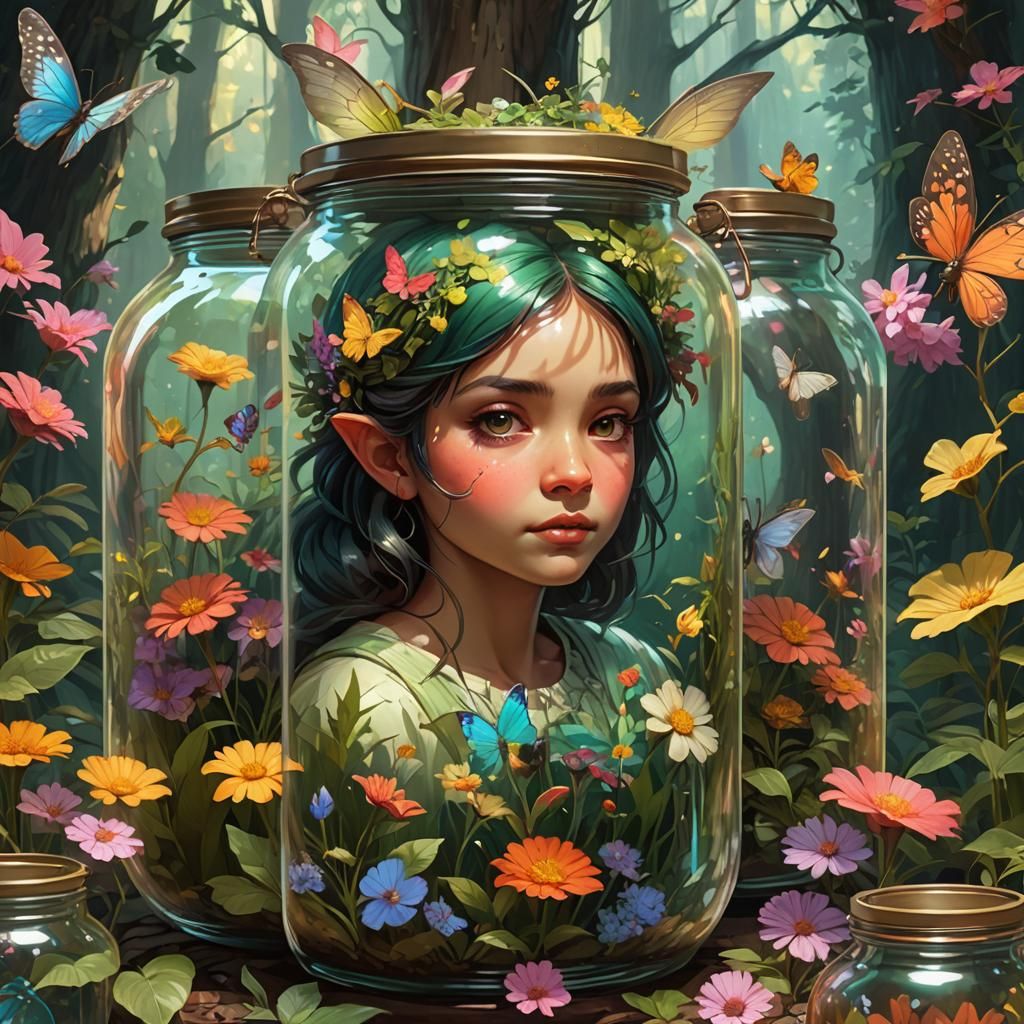 Fairies Discover Forest Cabin in a Jar
