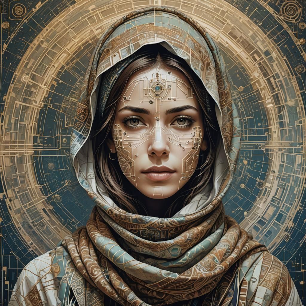 Woman's Portrait in Modern Minimalist Digital Art