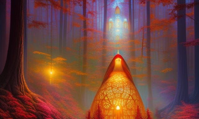 Pilgrim Woman in Fairytale, Magic Realism Style