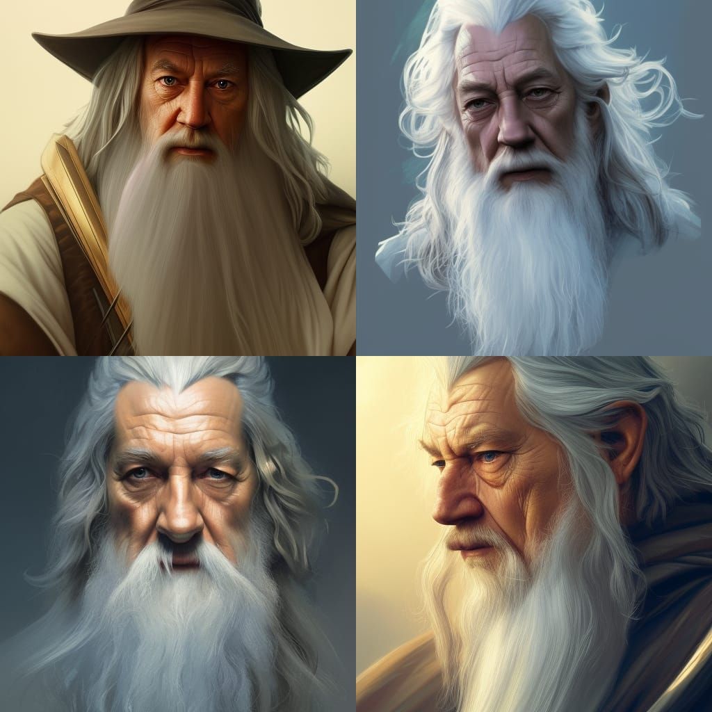 Gandalf Portrait in Hyperdetailed Splash Art Style