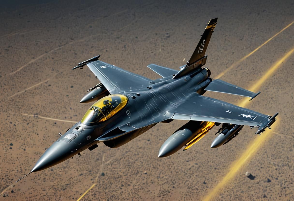 Supersonic F16 Fighter Jet in Digital Art