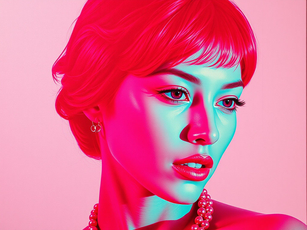 Ultraminimalist Photo Composite in Fluorescent Maroon and Pi...