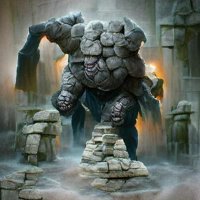 Sinister Stone Golem in Fantasy Art Style