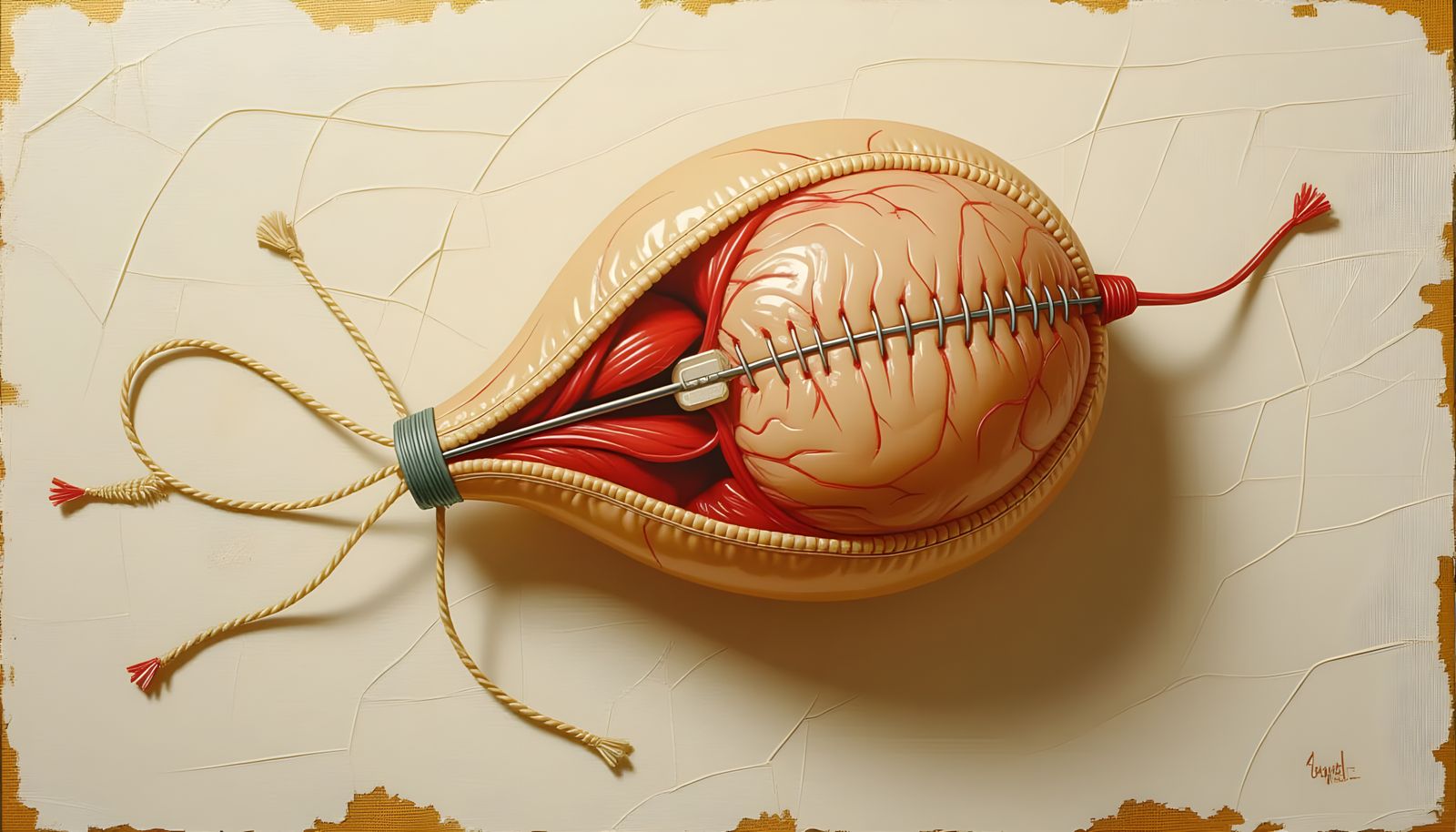 Detailed Illustration of Balloon Dissection on Canvas