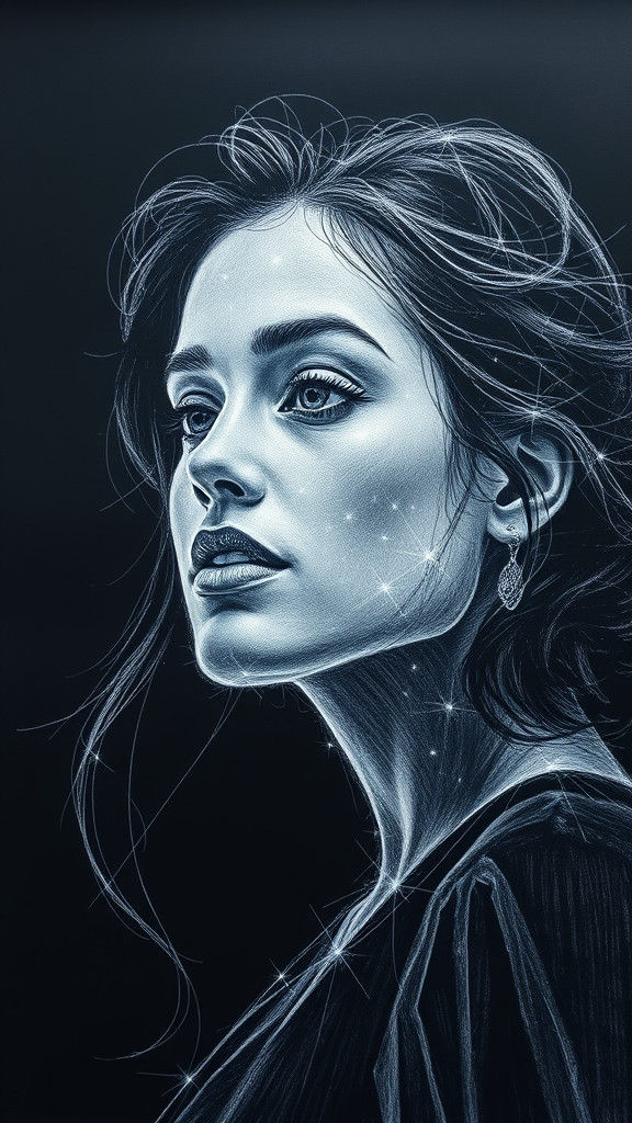 Luminous Pencil Sketch of a Beautiful Woman