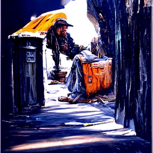 Homeless Person: Oil Painting in Gurney Style