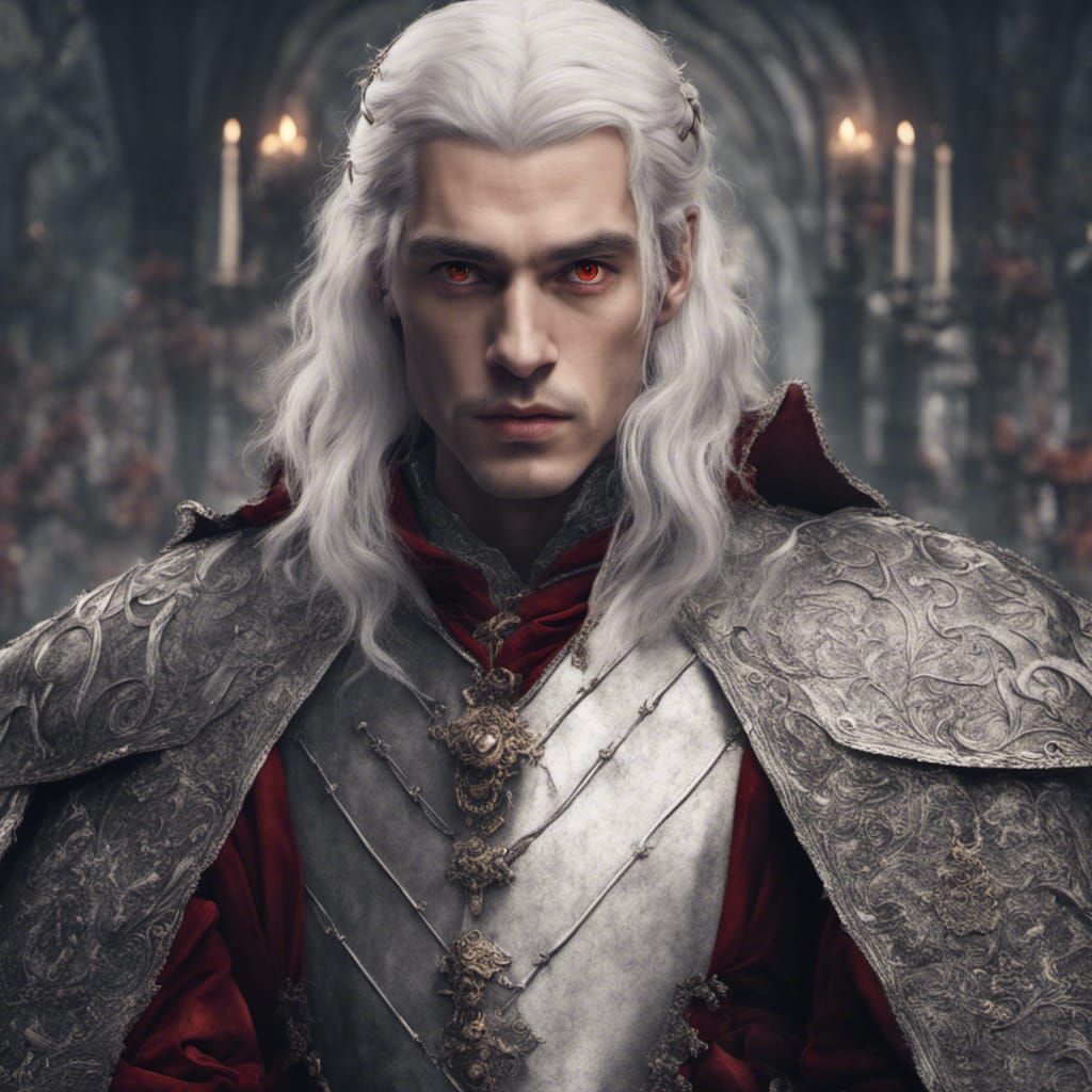 Medieval Young Man with Red Eyes, Digital Painting