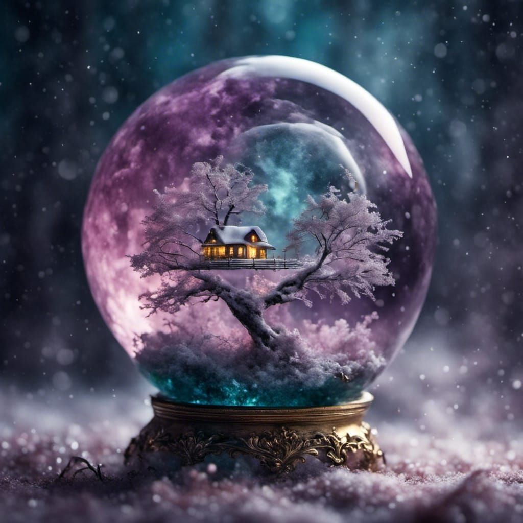 Crystal Globe in Winter Mist with Bokeh