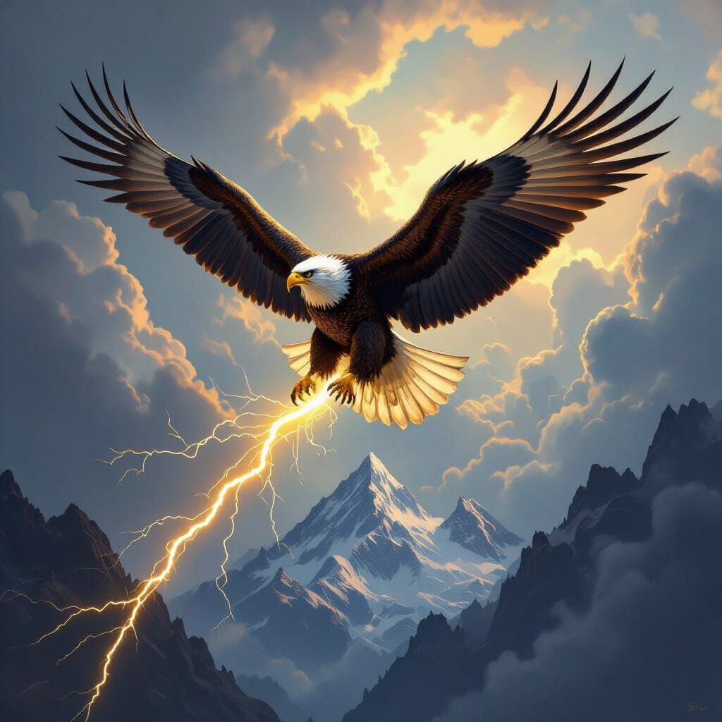 Eagle Grips Lightning in Epic Storm Sky