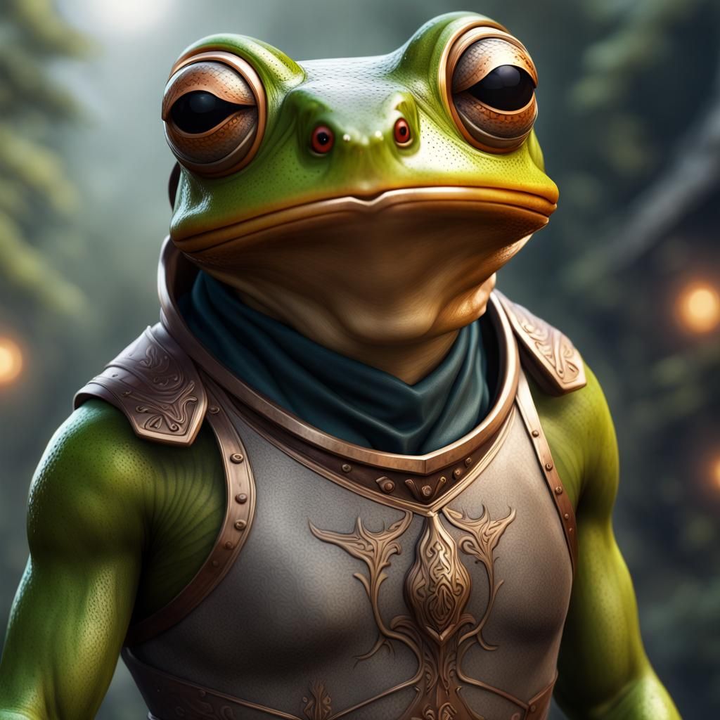 Fantasy Treefrog Warrior Portrait in Dark Fantasy Style