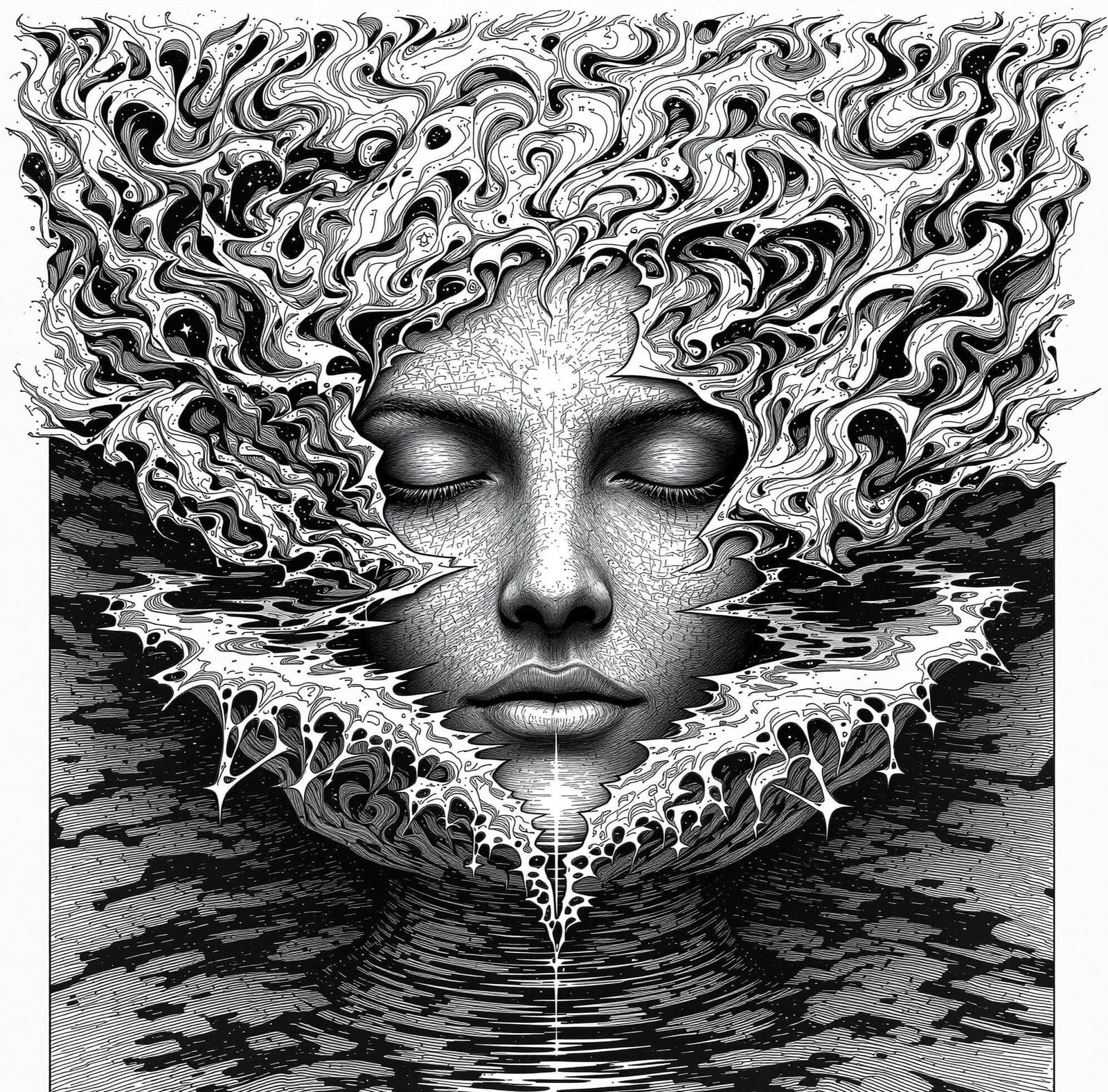 Robust Antique Engraving Depicts Shattered Identity and Rebi...