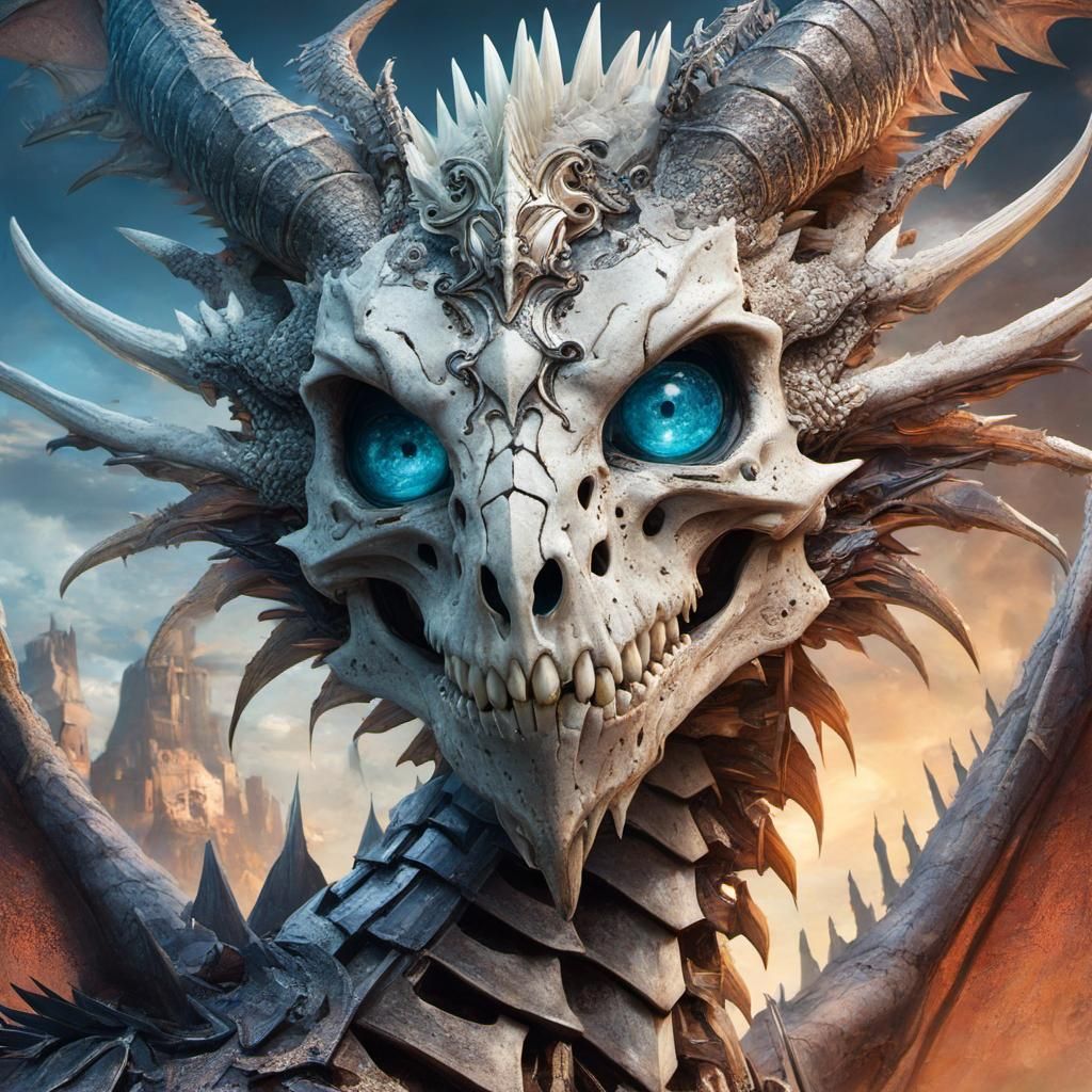 Anime Skull Dragon Portrait in a Wasteland