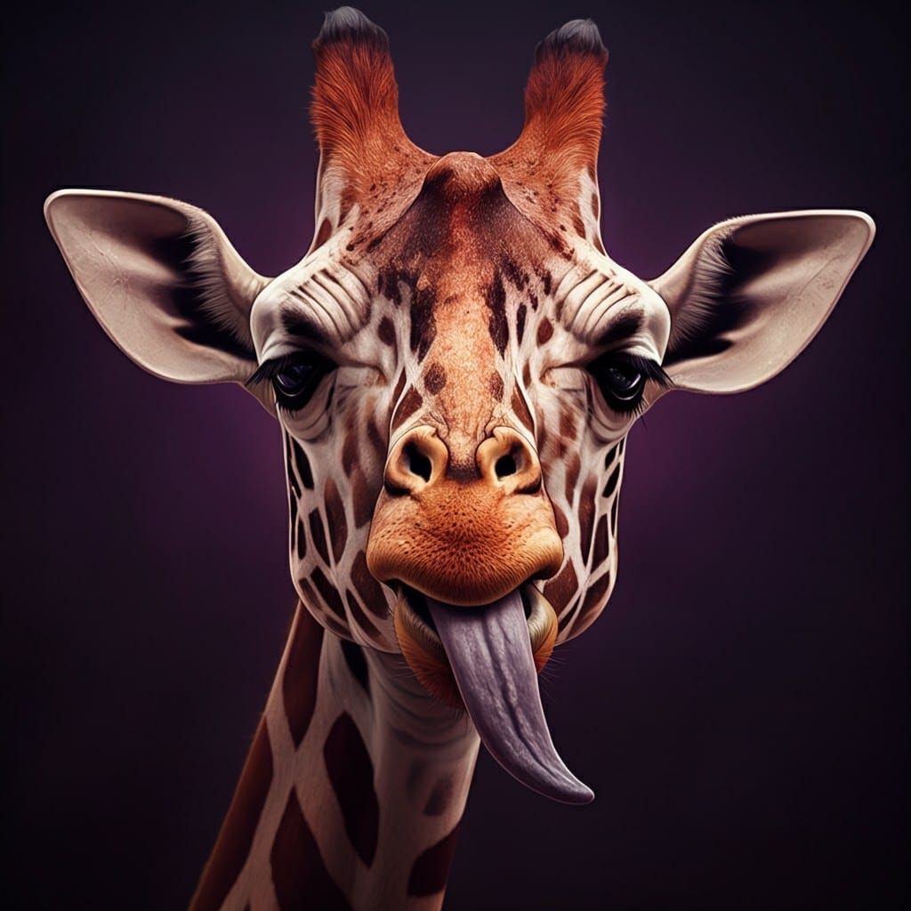 Winking Giraffe Portrait in Dark Fantasy Style