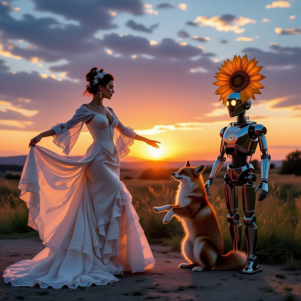 Ghost Teaches Fox Tango at Sunset