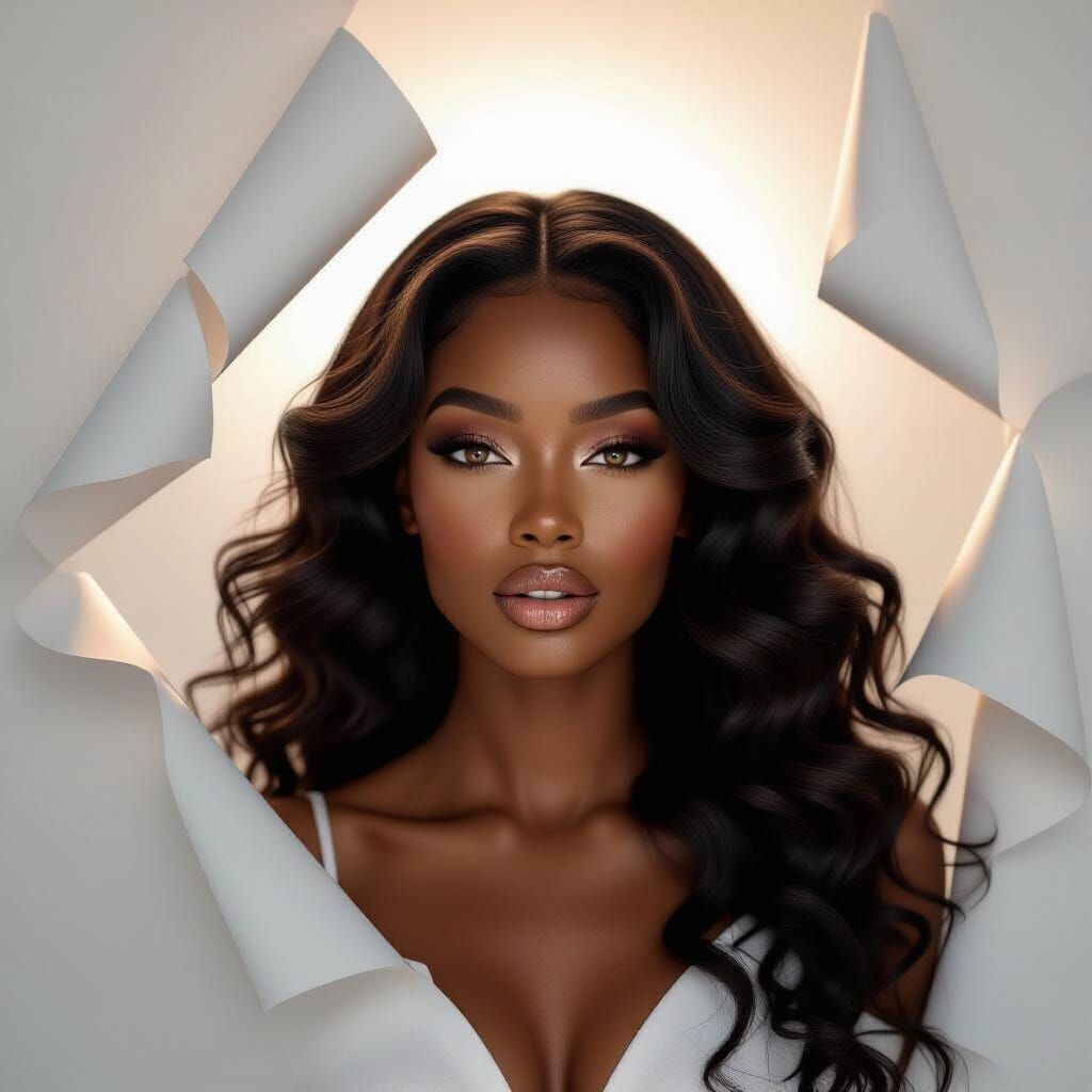 Photorealistic Portrait of Elegant Black Woman with Glowing ...