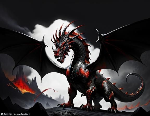 Fiery Dragon in Dynamic Fantasy Art Style