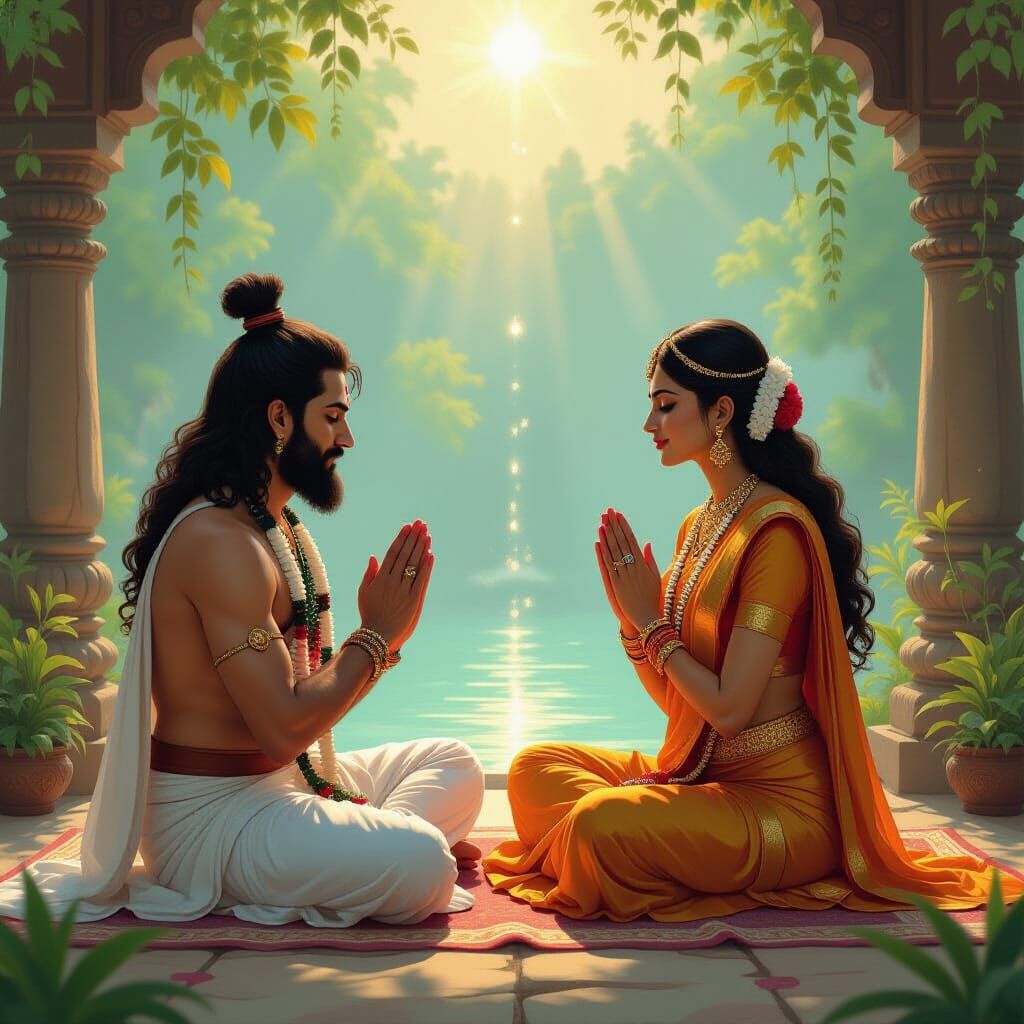 Divine Aura: Samb's Devotion at Upmanyu's Ashram