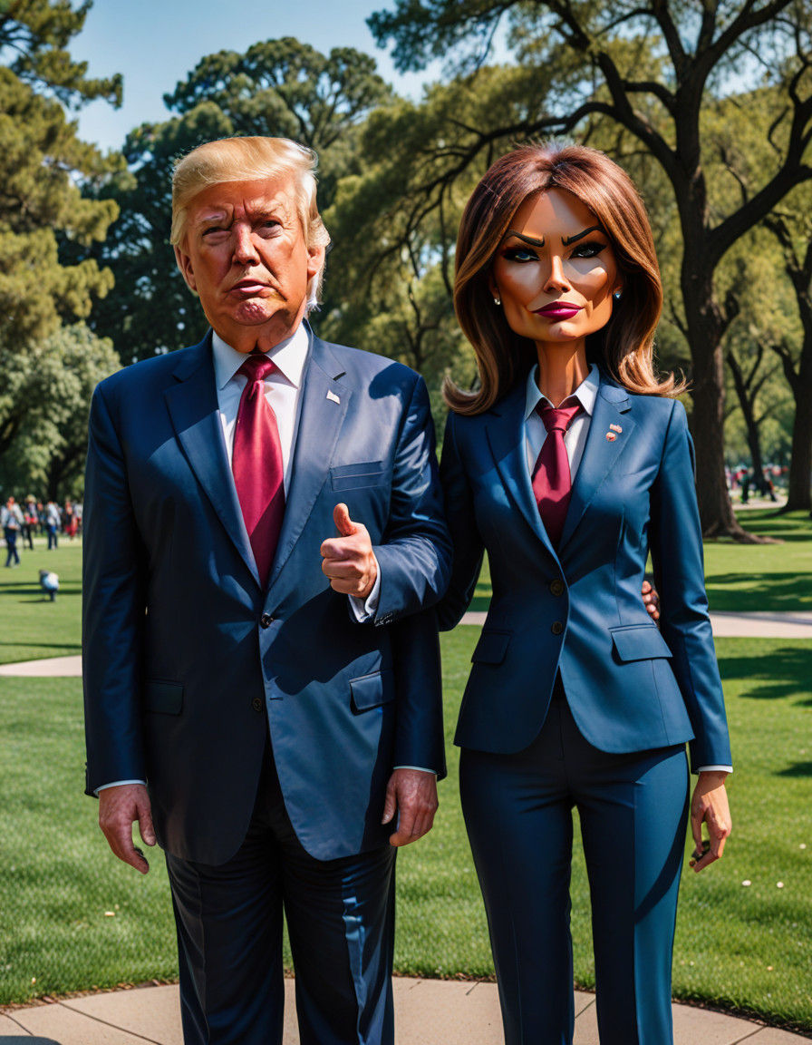 Surreal Satire Trump Caricature in Whimsical Cartoon Style