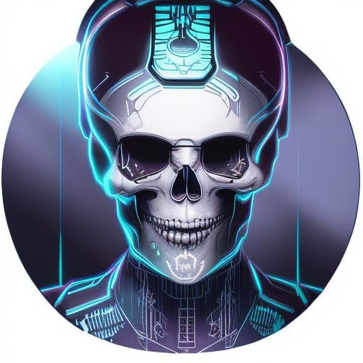 Cyberpunk Skull Portrait with Luminescent Details