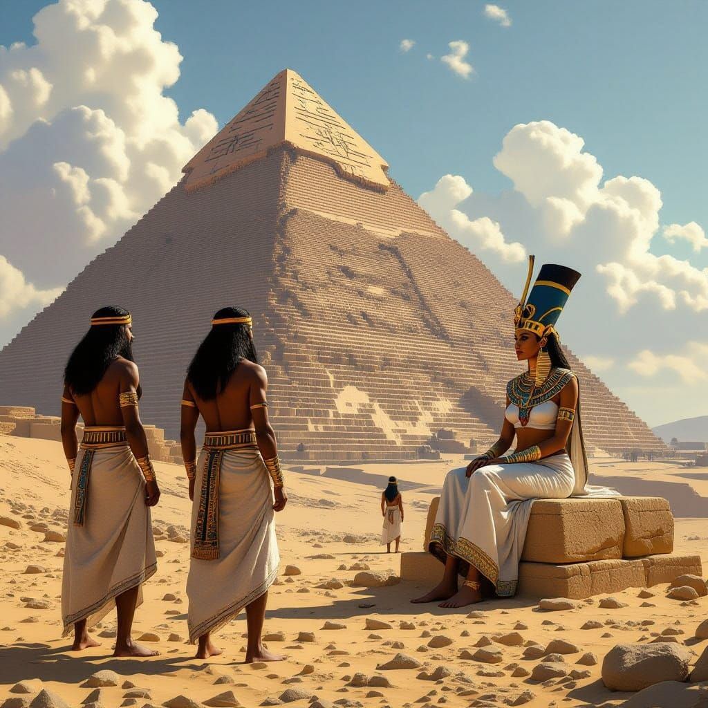 Ancient Pyramid Builders in Majestic Ancient Egyptian Aesthe...