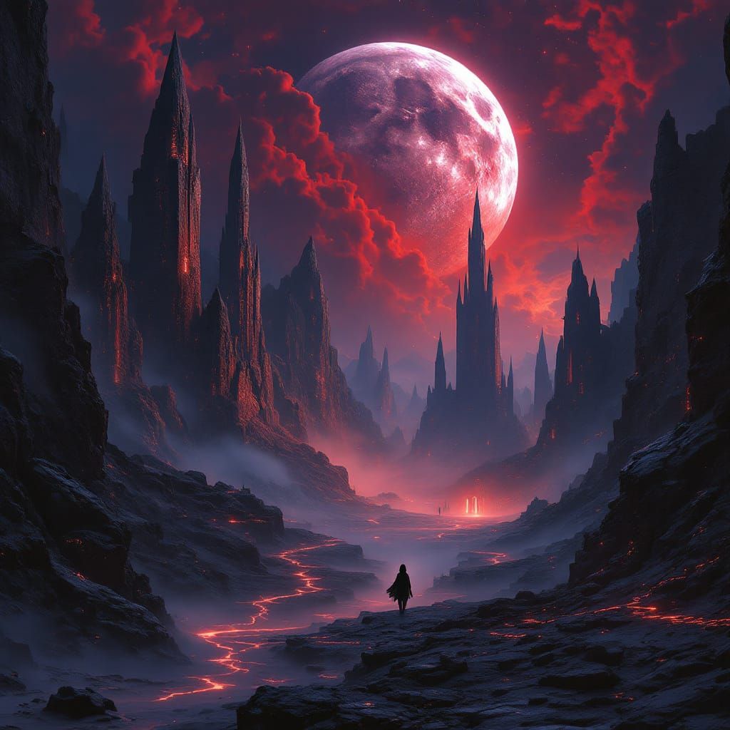 Dark Fantasy Cosmic Landscape of the Veiled End
