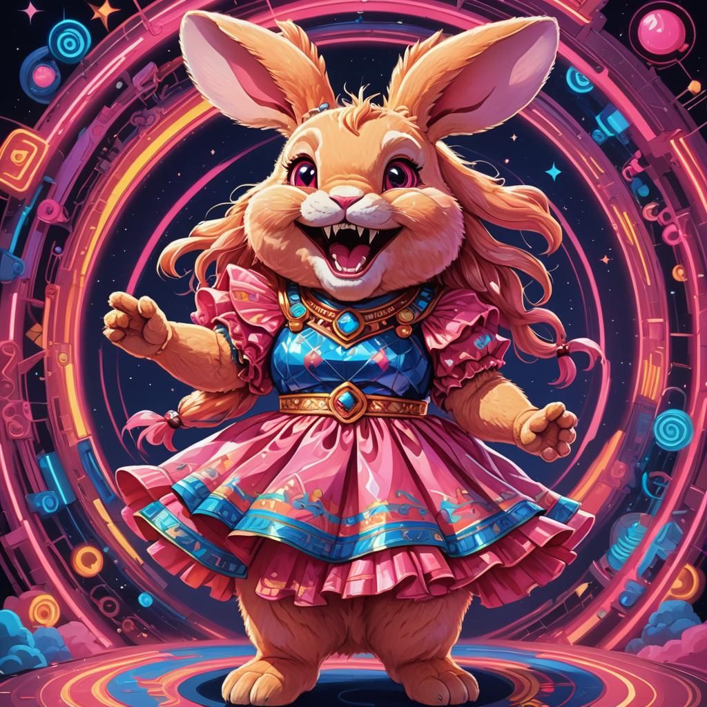Cute Monster Rabbit Singer in Astral Cosmic Style