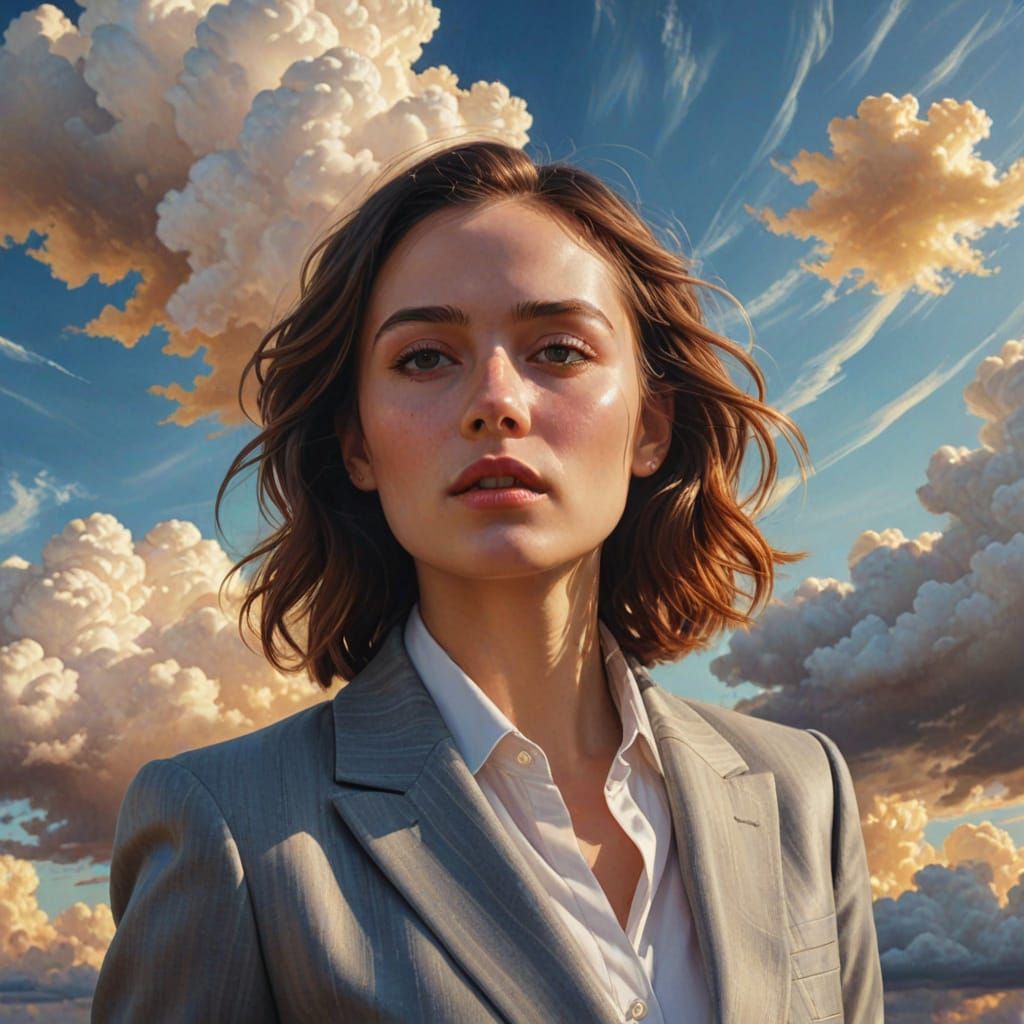 Dreamlike Surrealism: Woman in Suit Oil Painting