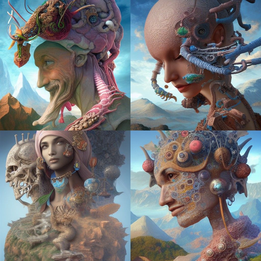 Detailed Digital Illustration of Human Wisdom