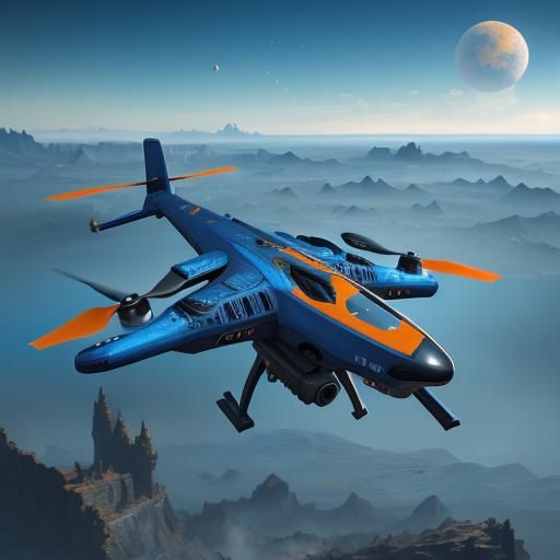 Drone Soaring in a Fantastical Sky