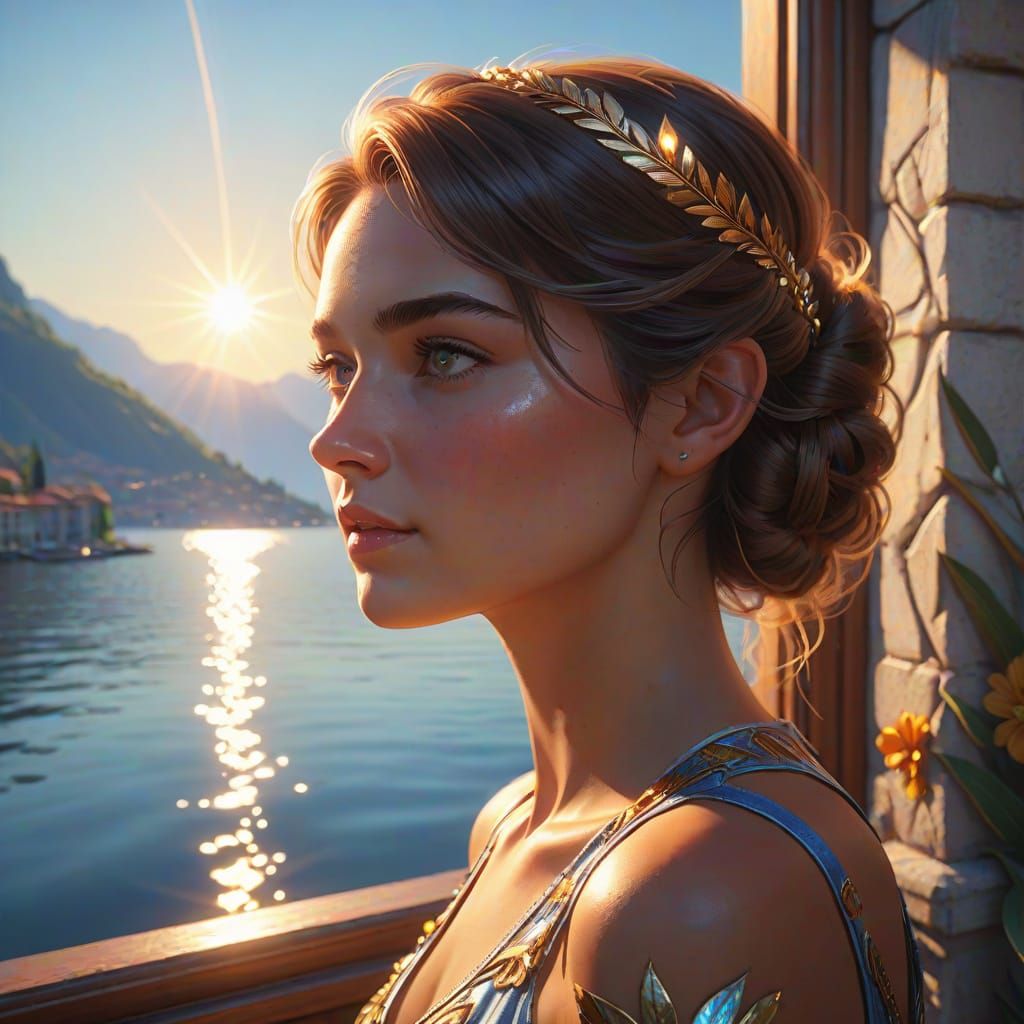 Lake Como Landscape Gaze in Golden Hour