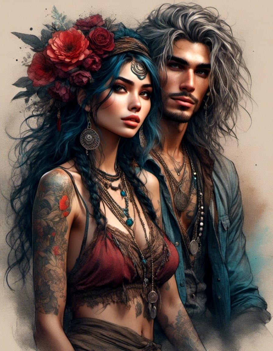 Bohemian Couple Portrait