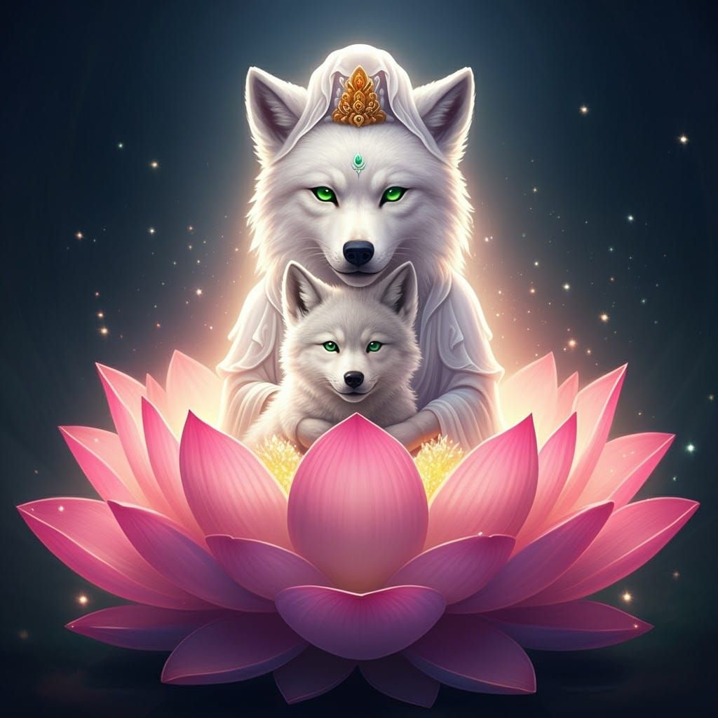 Wolfie and Guan Yin/Quan Yin/Kuan Yin (wolf error)