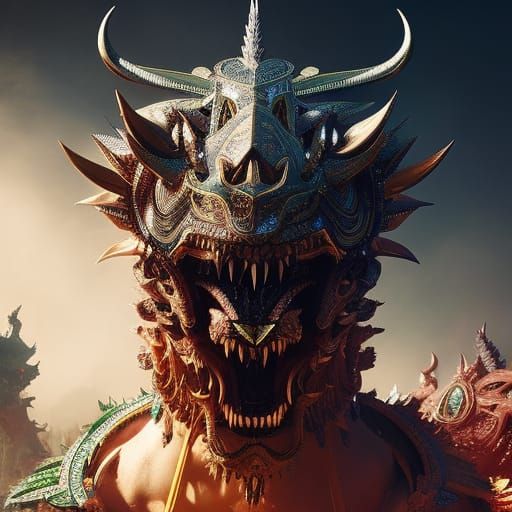 Sumerian Demon Portrait in Detailed Digital Art