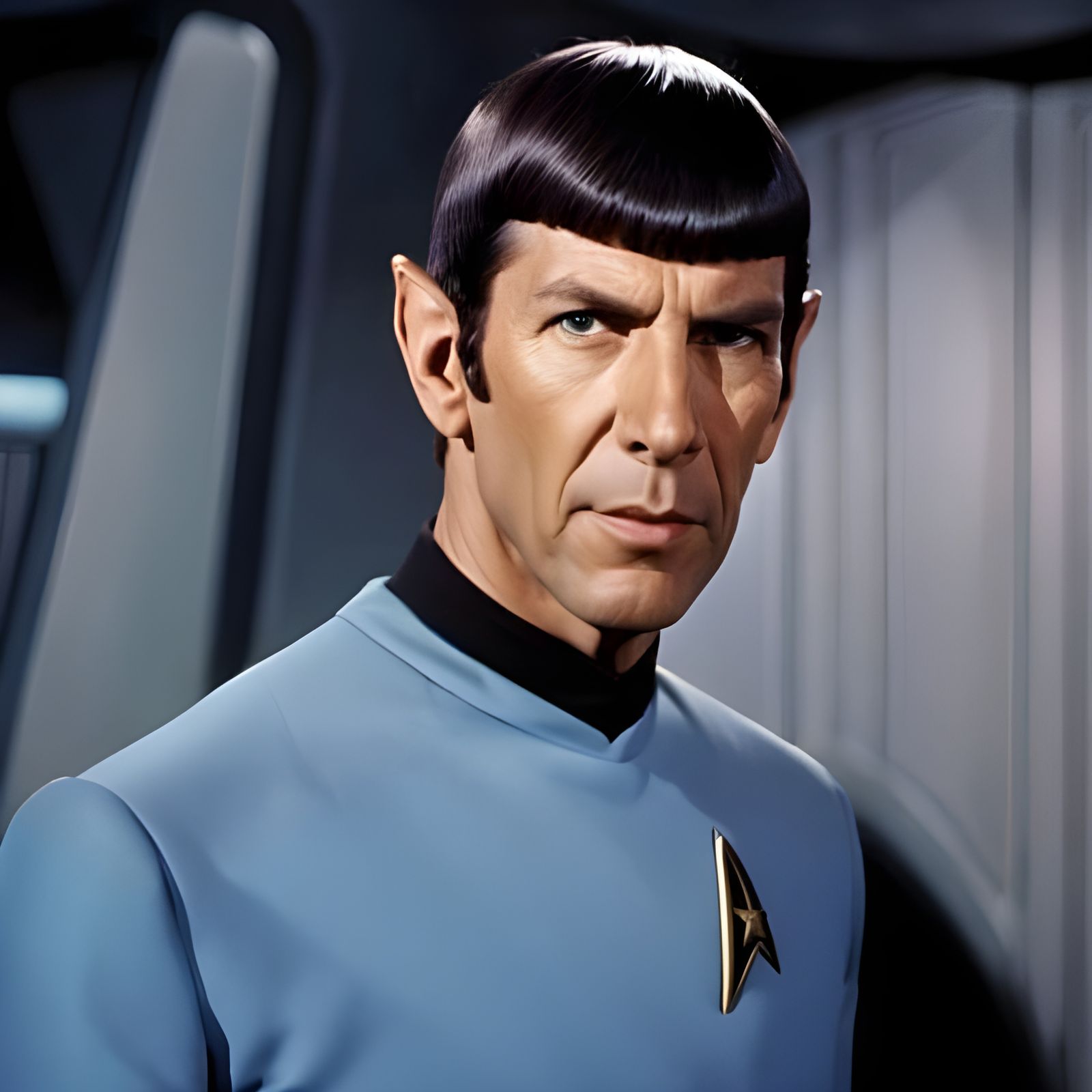 Spock Portrait on Starship Enterprise Bridge
