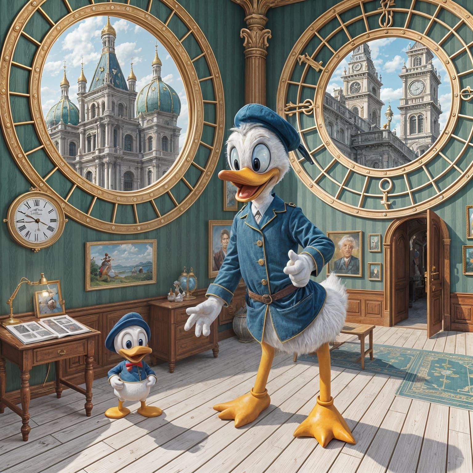Donald Duck in a Vintage Historical Setting
