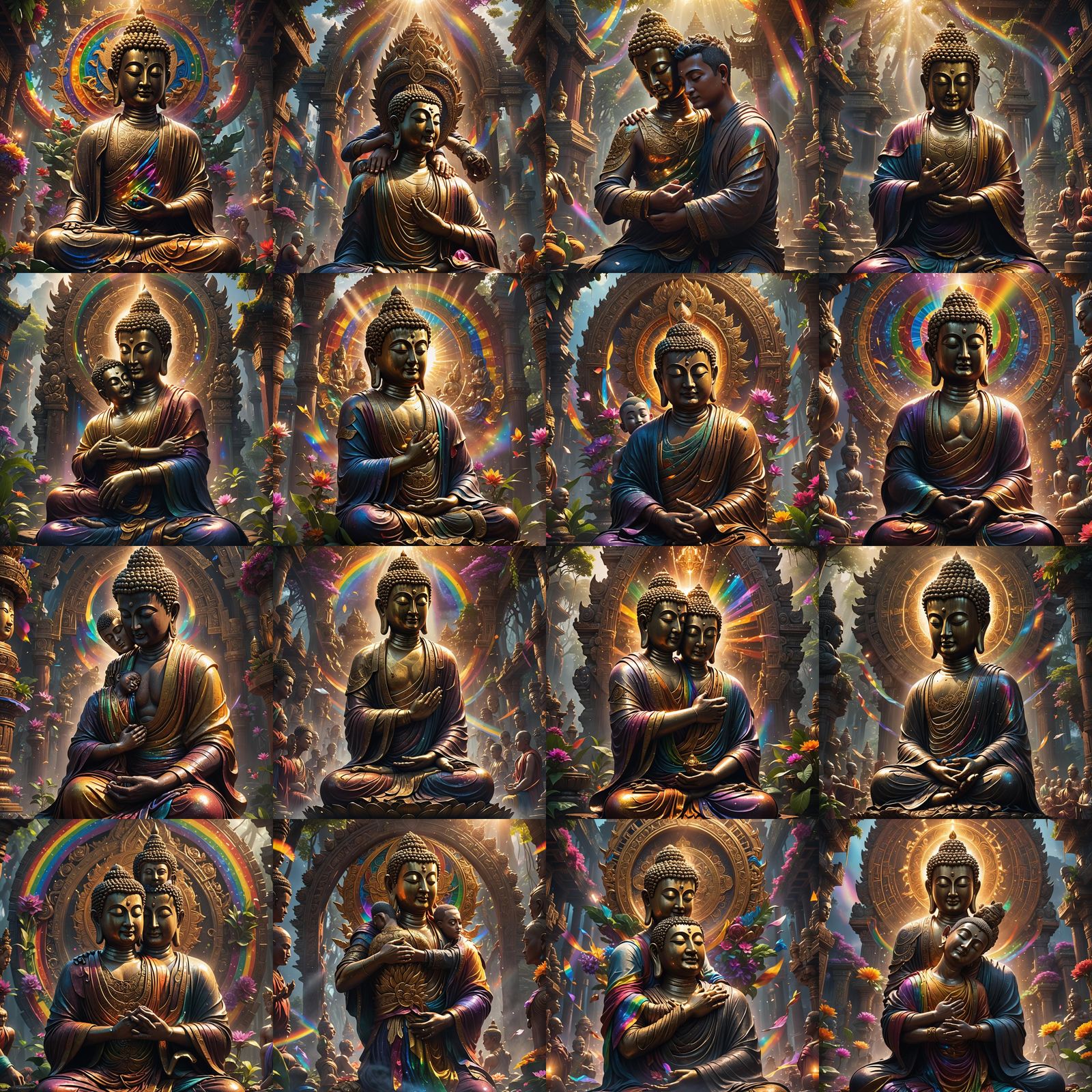 Buddha Embracing a Gay Man with God Rays