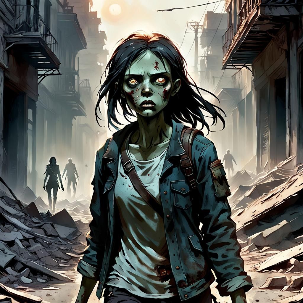 Post-Apocalyptic Girl in Zombie Wasteland