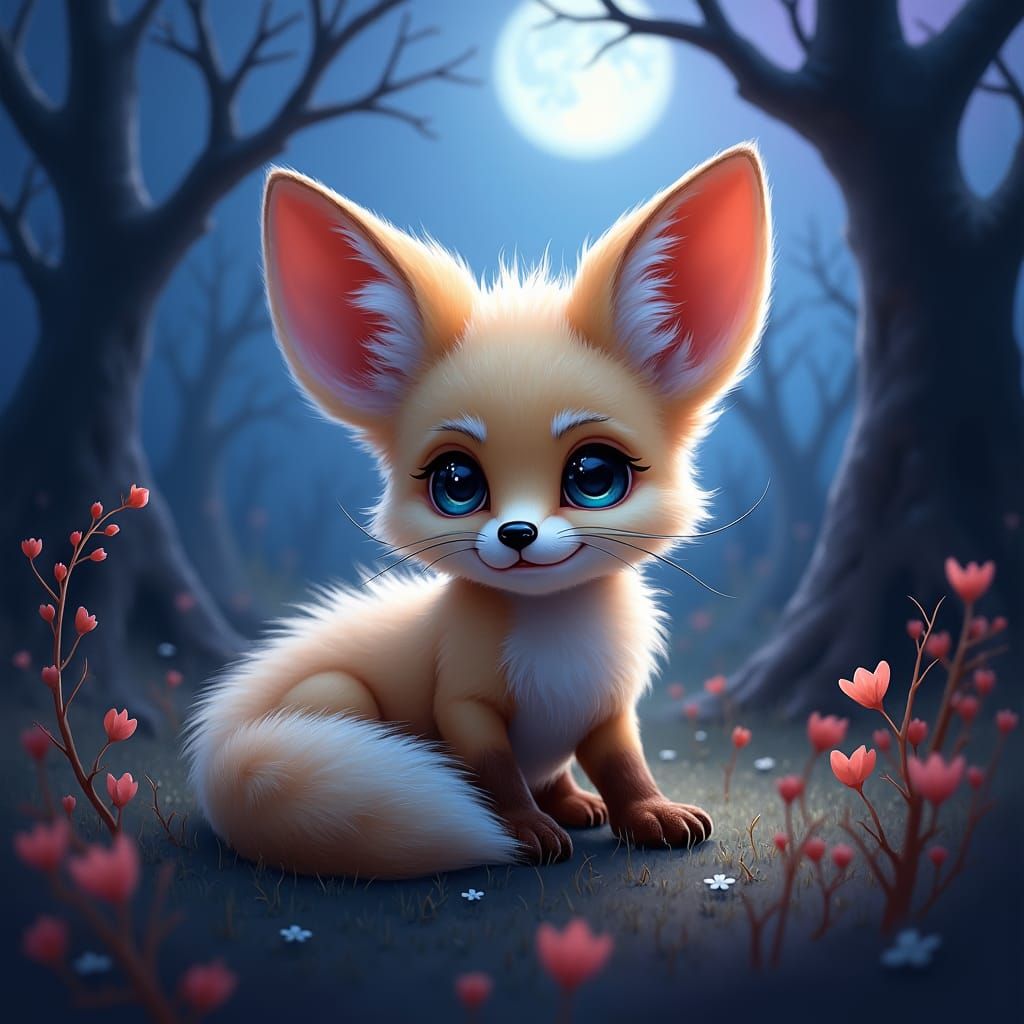 Fennec Fox Kit in Moonlit Dreamscape