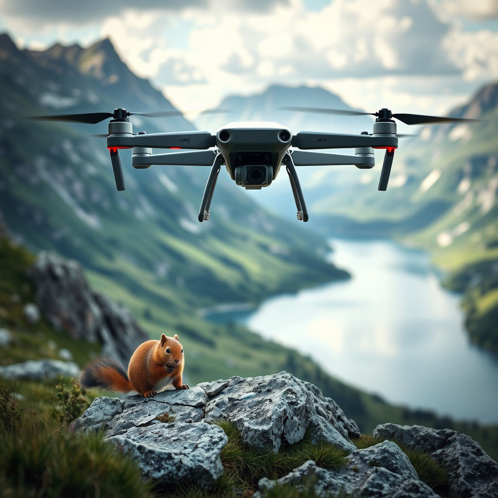 Drone Over Marmot in Alpine Landscape