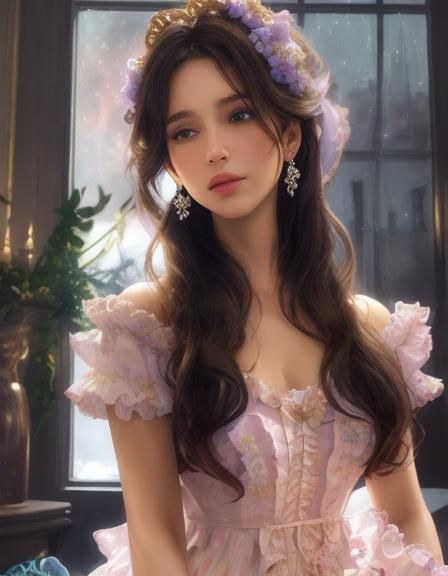 Anime Lady with Brown Hair in Triadic Colors