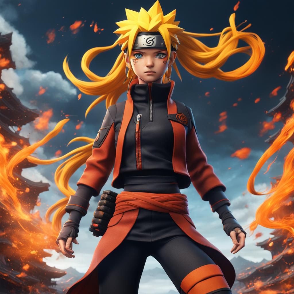 Female Naruto as Detailed Matte Painting
