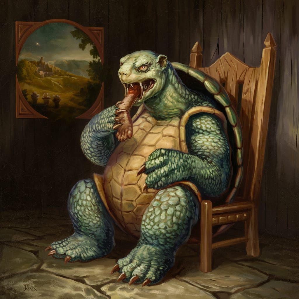 Tortoise-Bear Hybrid in Sinister Dark Fantasy Style