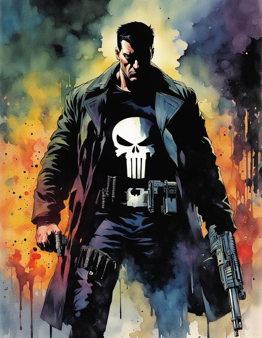 The Punisher in Deep Color Watercolor