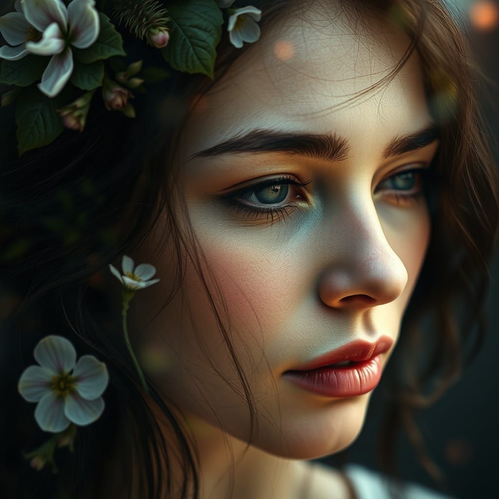 Ethereal Portrait in Ori Style, Double Exposure, Triple Expo...